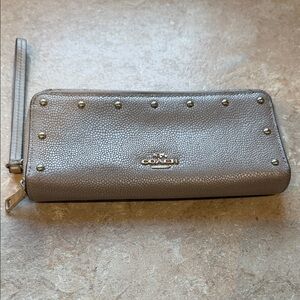 Coach Metallic Silver Studded Wallet